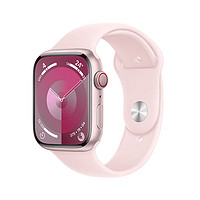 Apple Watch Series 9 智能手表蜂窝款45毫米粉色铝金属表壳亮粉色运动型表带M/L MRPD3CH/A