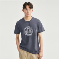 纯棉复古汽车印花圆领短袖T恤男款