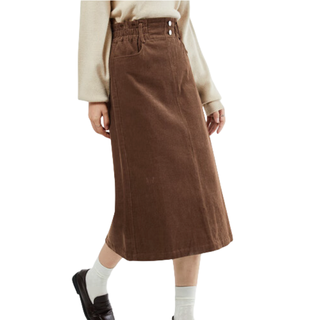 GIORDANO 佐丹奴 女士中长款半身裙 05463682 雨鼓棕 M