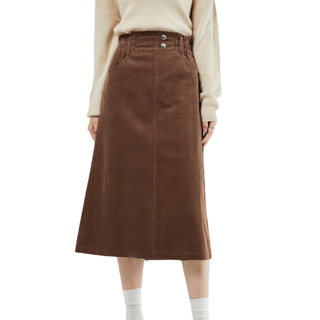 GIORDANO 佐丹奴 女士中长款半身裙 05463682 雨鼓棕 M