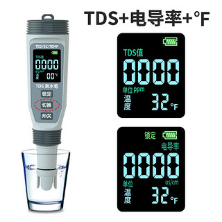 家贝TDS水质检测笔EC电导率仪高精度测净水器笔饮用水测试仪净水仪器 充电中文 蓝盖1支装