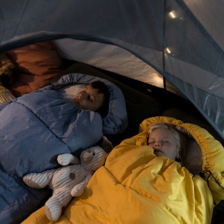 挪客（NatureHike）儿童成长睡袋 户外可延长拼接露营保暖信封睡袋 C300芸苔黄