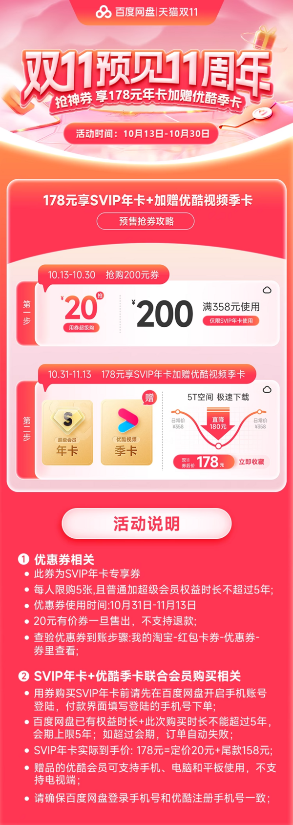 Baidu 百度 網盤 超級會員年卡 SVIP + 優酷視頻季卡