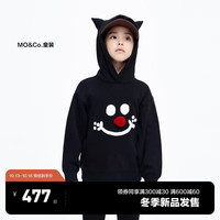 little MO&Co.加绒 little moco童装23冬装男女童保暖连帽长袖印花卫衣 黑色 140/64
