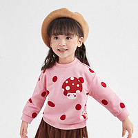笛莎童装女童上衣秋装女宝宝可爱蘑菇波点印花卫衣