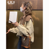AMH 韩都衣舍毛衣外套针织开衫女秋娃娃领高级感好看上衣