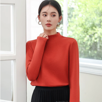 YALU 雅鹿 女士半高领打底衫 PY08 砖红色 S