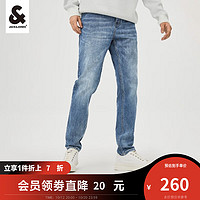 杰克·琼斯（JACK&JONES）杰克琼斯秋强力弹修身潮水洗磨白做旧抓痕设计牛仔长裤223332119 中牛仔蓝E42 170/76A/SR