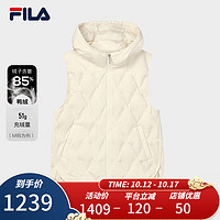 FILA Emerald斐乐女士羽绒马甲时尚休闲宽松连帽上衣 雾莲白-IV 160/80A/S