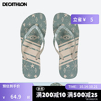 迪卡侬（DECATHLON）拖鞋外穿人字拖女潮原宿港风夏外穿沙滩夹脚凉鞋防滑OVO 星辰图腾 35/36