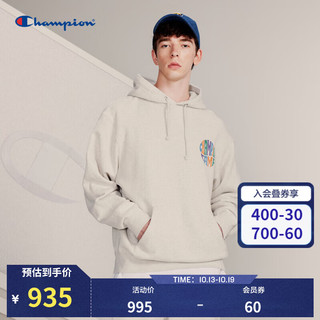  Champion 印花字母LOGO 连帽套头卫衣  米白色 常规款