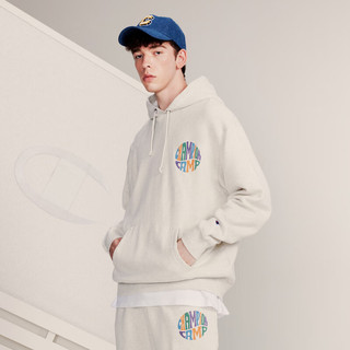  Champion 印花字母LOGO 连帽套头卫衣  米白色 常规款