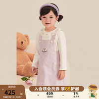 PawinPaw卡通小熊童装秋季女宝宝背带裙刺绣淑女裙子 紫色/75 080