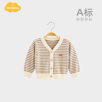 Aengbay昂贝 婴儿毛衣针织开衫春秋新生儿薄款上衣婴童小外搭宝宝外套 棕色小熊 59cm