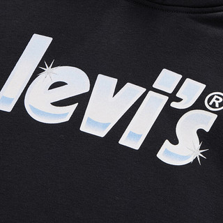Levi's李维斯男士加绒连帽卫衣时尚logo印花保暖潮流百搭时尚 黑色 XL