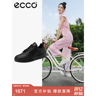 移动端、京东百亿补贴：ecco 爱步 板鞋女 2023新款软面休闲鞋舒适运动女鞋 街头720系列209713 黑色20971301001 36