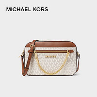 MICHAEL KORS 迈克·科尔斯 迈克.科尔斯（MICHAEL KORS）MK女包Jet Set系列链条相机包单肩包白拼棕 35S1GTTC9B VANILLA