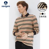 navigare 纳维凯尔 意大利小帆船长袖polo衫男士秋休闲条纹t恤衫