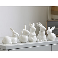 木子西年 创意ins风迷你可爱兔子陶瓷摆件园林景观花园小动物装饰家居装饰