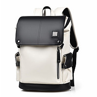 PLUS会员：XITonG 犀统 双肩包男休闲商务背包 容量旅行包电脑包 学生书包 黑白色