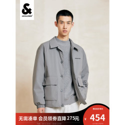 JACK&JONES 杰克琼斯 秋季新款男装潮流宽松版短款上衣夹克棉衣 石雕灰-E05