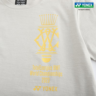 YONEX/尤尼克斯 YOB23190EX 2023世锦赛纪念T恤 羽毛球服运动T恤yy 沙滩米黄 S