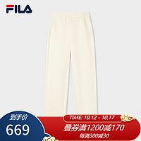 FILA 斐乐女士针织长裤休闲简约舒适直口运动裤 茭白-IV 170/70A/L