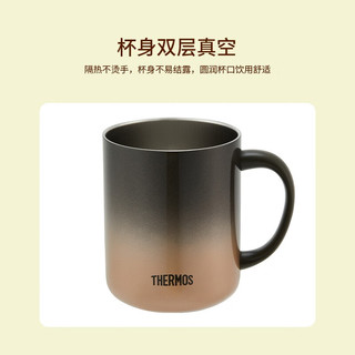 膳魔师（THERMOS）不锈钢茶漏把手杯商务办公保温咖啡杯泡茶简约马克杯 TEMC-400 玄黑