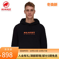 猛犸象（MAMMUT） 男士舒适LOGO连帽中层卫衣1014-04671 黑橘拼色 M