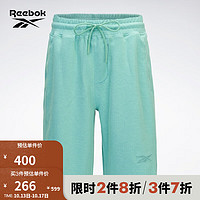 Reebok锐步季男女针织斜纹休闲宽松低档短裤 青色 M