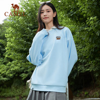 骆驼 CAMEL抓绒卫衣套头女冬中性加绒舒适亲肤防风保暖抗静电卫衣男 清溪蓝，男女同款 S
