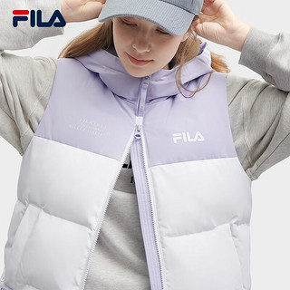 FILA 斐乐女士羽绒马甲2023冬时尚休闲基础撞色连帽上衣 标准白-WT 165/84A/M