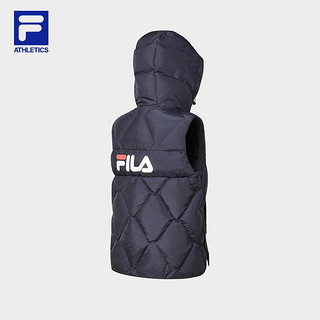 FILA 斐乐 女士羽绒马甲2023冬基础简约网球运动连帽上衣 RD宝蓝-NV 165/84A/M