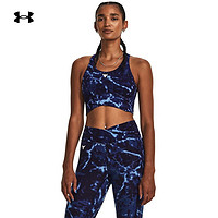 安德玛（UNDERARMOUR）秋冬Project Rock强森女子印花交叉式背带运动内衣-中强度1380858 深蓝色410 XXL