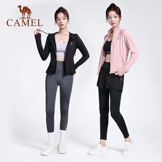 骆驼 CAMEL瑜伽服女秋冬季加绒外套修身服长袖跑步服开衫运动服上衣