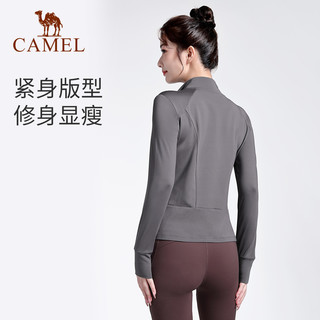 骆驼 CAMEL瑜伽服女秋冬季加绒外套修身服长袖跑步服开衫运动服上衣
