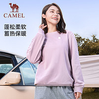 CAMEL 骆驼 运动长袖圆领卫衣女2023冬季新款加绒保暖宽松休闲抓绒上衣