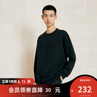 杰克·琼斯(JACK&JONES)秋季宽松圆领立体字母钢印袖部贴布舒适长袖卫衣男上衣潮流 黑色-E40 165/88A/XS