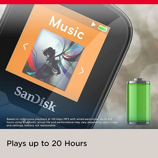 SanDisk MP3播放器Clip Sport Plus 运动 无线蓝牙耐用内置FM收音机 黑色 16GB