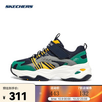 斯凯奇（SKECHERS）男大童魔术贴时尚休闲老爹鞋 405211L-NVMT 35