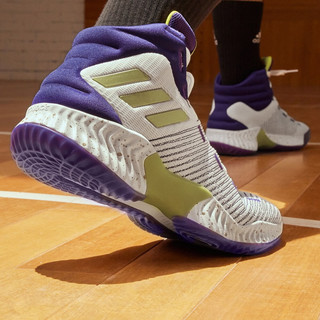 adidas 阿迪达斯 Pro Bounce 2018男女团队款中帮实战篮球鞋 白/深紫/金属黄 44.5(275mm)
