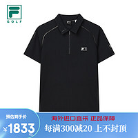 斐乐GOLF欧巡赛系列男子POLO衫季休闲运动高尔夫短袖T A11M215118F深黑-BK S