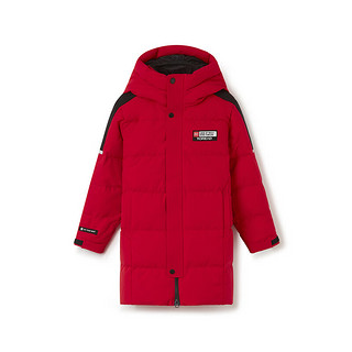 探路者（TOREAD） 儿童羽绒服男女中大童装冬季防风长款外套大衣服 活力红 160