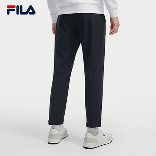 FILA 斐乐男士针织长裤休闲简约基础直口运动裤 正黑色-BK 175/84A/L