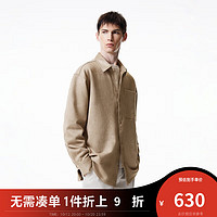 杰克·琼斯（JACK&JONES）冬男百搭简约时尚通勤字母翻领衬衫上衣外套2234OS007 沙色C45 165/88A/XS