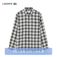 法国拉科斯特 LACOSTE男士黑白格纹休闲翻领长袖衬衫|CH6347 KBR/黑白拼色 41/180
