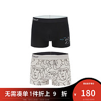 杰克·琼斯（JACK&JONES）冬季毕加索联名胶印舒适棉质面料男士内裤男223492007 E40黑色/海雾灰 185/105 (XL)