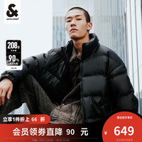 杰克·琼斯(JACK&JONES)冬季男装潮流保暖上衣外套PU宽松百搭个性时尚男士羽绒服 黑色-E42 185/104A/XL
