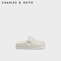 CHARLES&KEITH23冬季CK1-70381022圆头加绒穆勒拖鞋勃肯鞋女 粉白色Chalk 38