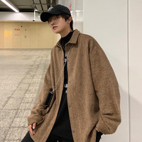 真维斯秋季净色男装衬衫外套潮流时尚通勤灯芯绒加厚KR 卡其色2970 170/88A/L